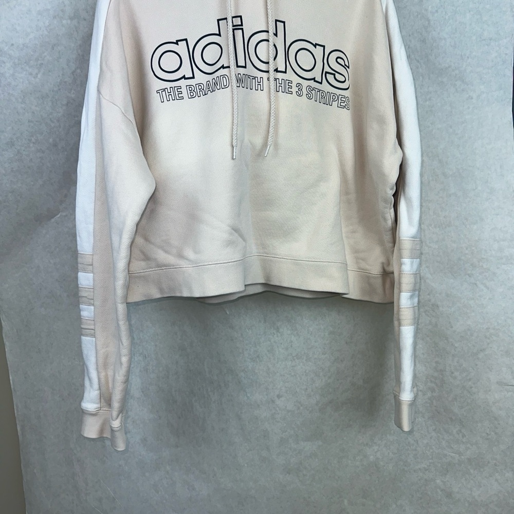 Adidas Tan Cream Crop Pullover Hoodie Size Medium Like New Excellent Condition